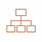 Outline icon of a hierarchical sitemap with four linked blocks