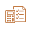 Icon of calculator and checklist representing quotation