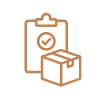 Icon of clipboard and shipping box representing delivery